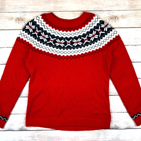 TALBOTS HOLIDAY YOKE FAIR ISLE CREWNECK SWEATER | Size Petite Small - Picture 6 of 9
